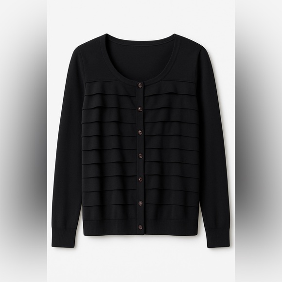 Michael Kors Sweaters - Michael Kors Black Ruffled Cardigan XS